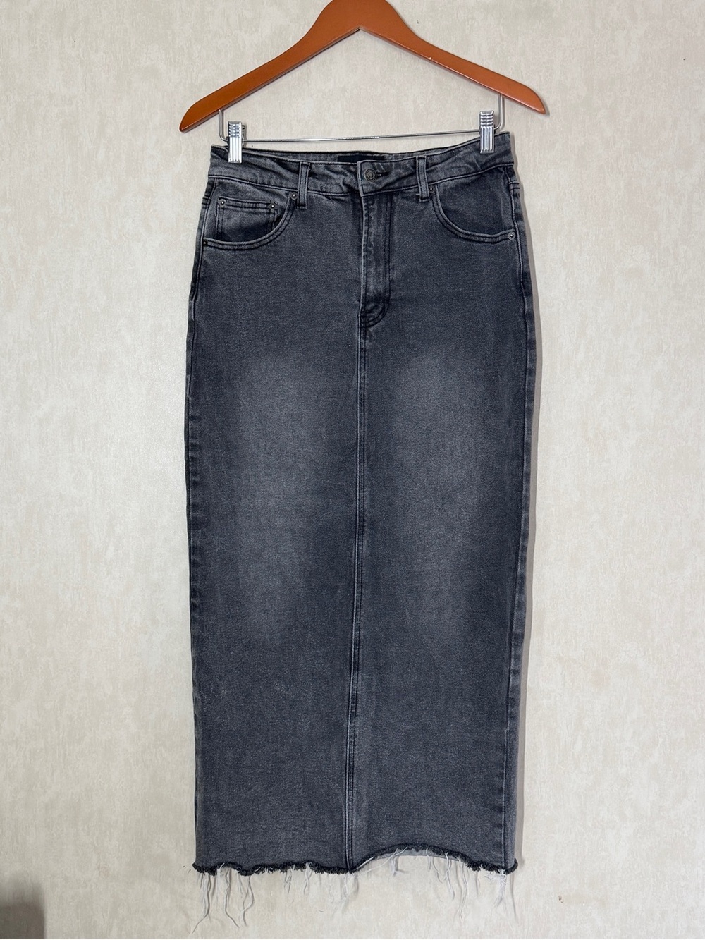 WithBlack Women’s WblZandy Ace Denim Midi Pencil Skirt in Wash Black L
